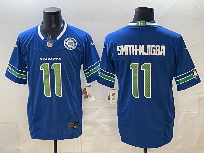 Men 2026 Seattle Seahawks #11 Smith-Hjigba Blue 6th generations Nike Limited NFL Jersey style 006